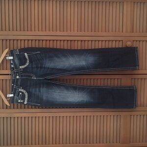 Miss Me Mid-Rise Cropped Jeans Dark Blue Size 30 Inseam 27